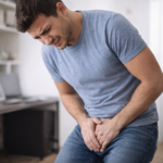 Hombre con dolor testicular en casa, síntomas de alerta que requieren valoración por urólogo en Los Mochis
